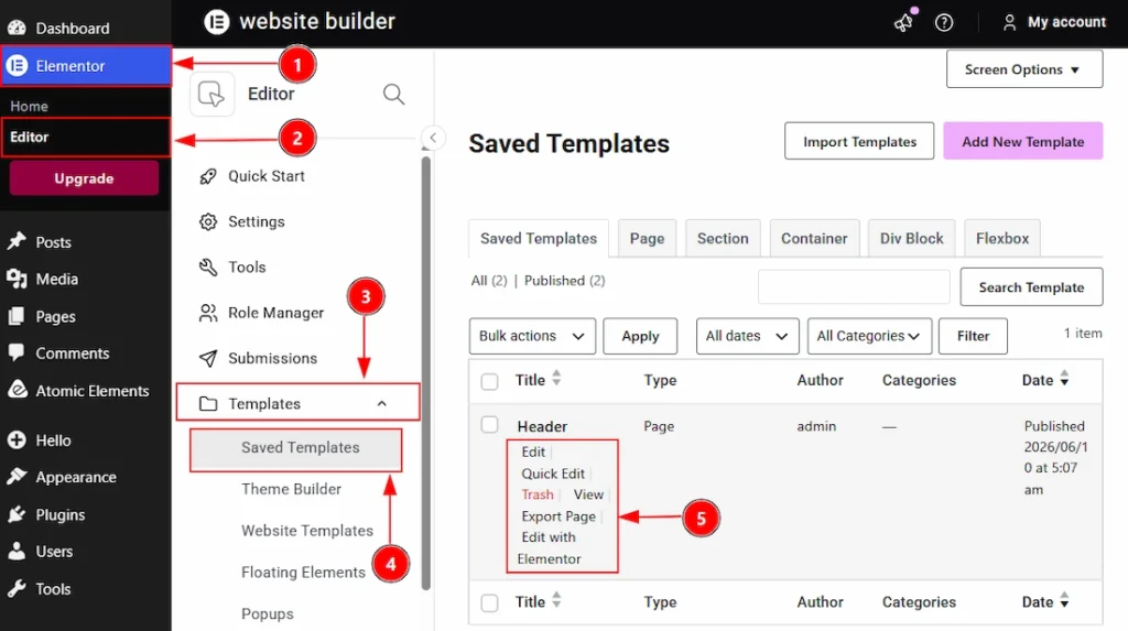 Before Enabling the Duplicator Feature - Visual of the Templates Tab