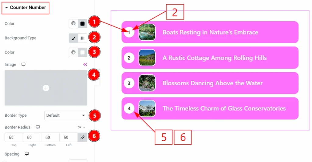 Style Tab Settings - Counter Number Section 01