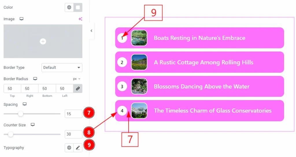 Style Tab Settings - Counter Number Section 02
