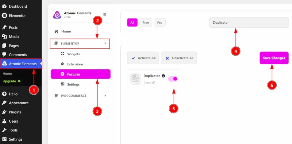 Enable The Duplicator Feature of Atomic Elements