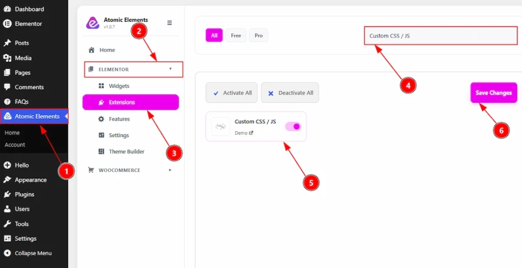 How To Use Custom CSS / Js Extension By Atomic Elements - Enabling the Custom CSS / Js Extension