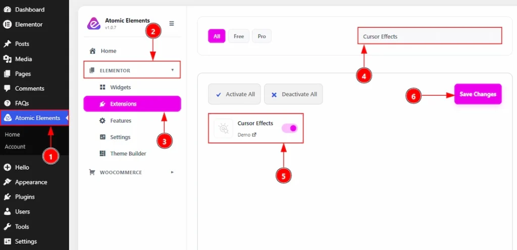 How To Use Cursor Effects Extension By Atomic Elements - Enable the Cursor Effects Extension