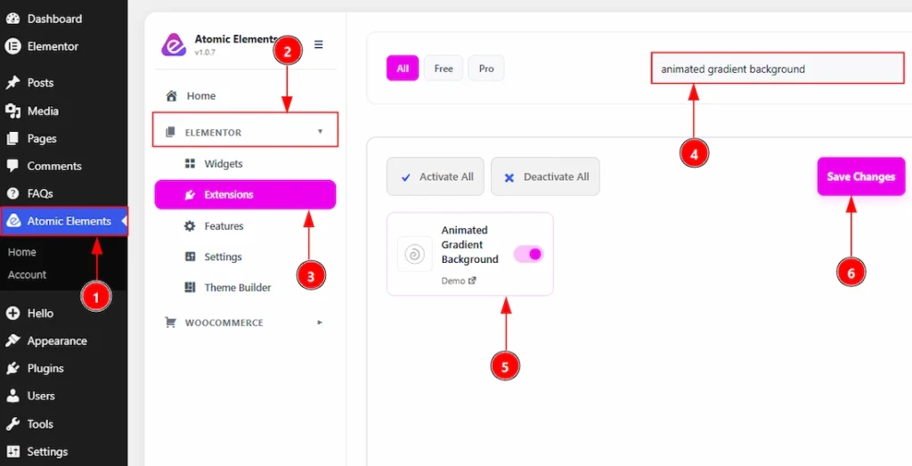 How To Use The Animated Gradient Background Extension By Atomic Elements - Enable the Animated Gradient Background Extension