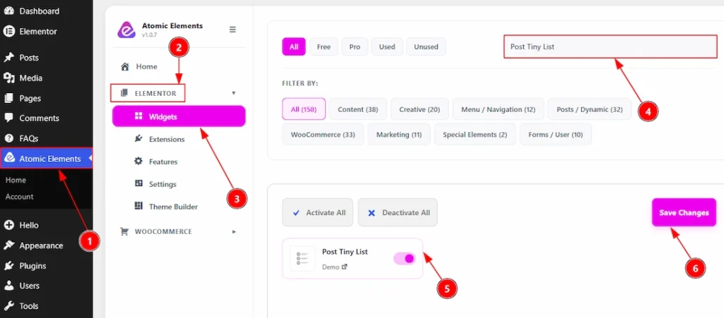 Enable the Post Tiny List Widget