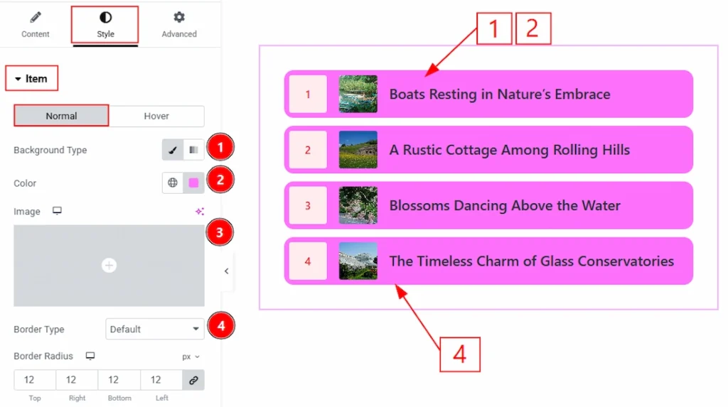 Style Tab Settings - Item Section 01