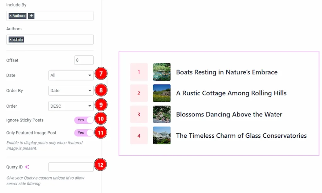 Content Tab Settings - Query Section 02