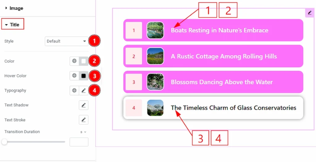 Style Tab Settings - Title Section 01
